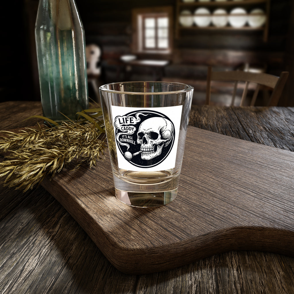 Life Caddy It’s All Downhill Skull Golf Shot Glass | 1.5oz