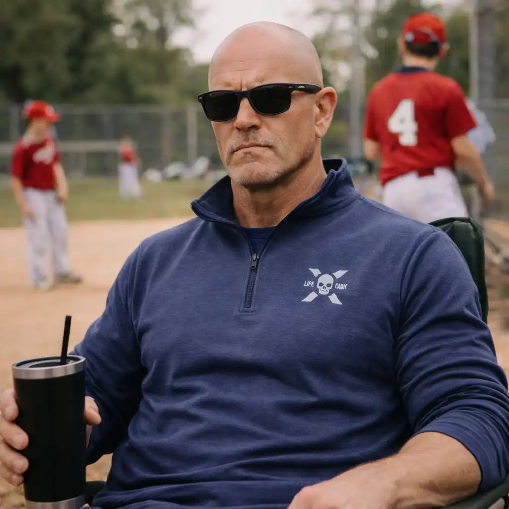 Life Caddy unisex performance quarter zip OG logo